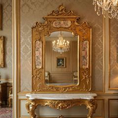 Very grand and decorative mirror that could be located in many opulent scenarios