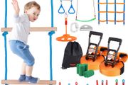 50 ft Ninja Warrior Obstacle Course Kids Outdoor Slackline 12 Obstacles