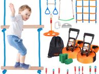main image for ad 50 ft Ninja Warrior Obstacle Course Kids Outdoor Slackline 12 Obstacles