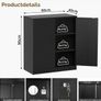 Multi-Purpose Cabinet, Desk Cabinet with 2 Doors, Lockable Cabinet,Steel Storage Cabinet with 2 Height Adjustable Shelves,Metal Storage Cabinet for Office,Garage and Workshop Black Image 3
