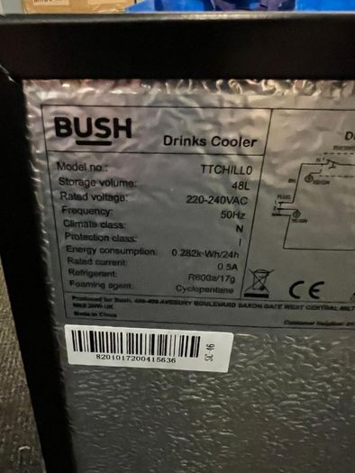 Bush Drink Cooler Chiller, black 48l mini fridge