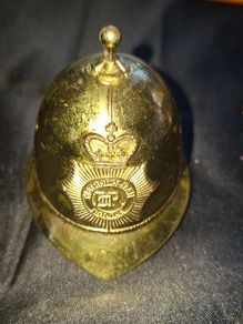 Beautiful Old British Bobby Police Helmet Bell Metropolitan, Postage Available