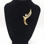 Signed Majorica Gold Plated Sterling Silver Faux Pearl Brooch Image 9