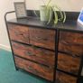 Black metal with fabric faux wood grain storage drawers Image 5