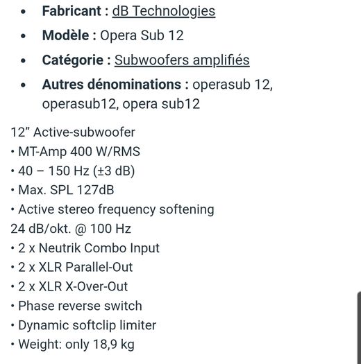 dB Technologies Opera Sub 12