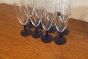 Luminarc ( Made in France ) Mid Century Vintage Champagne Blue Stemmed Glasses ( 8)