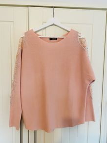 QUIZ knit lace shoulder diamante jumper