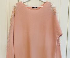 QUIZ knit lace shoulder diamante jumper