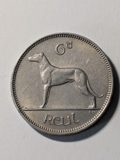 Irish Sixpence 1958.