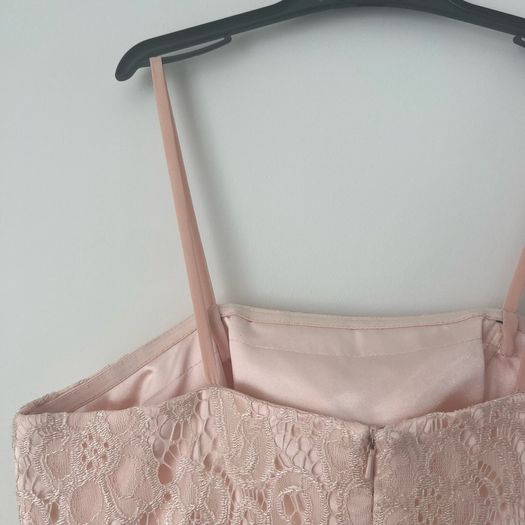 LAONA Blush Pink/Peach Lace Party Dress with Satin Bow - Size 36
