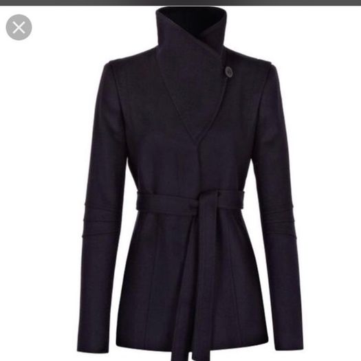 Reiss Black Funnel Neck Coat