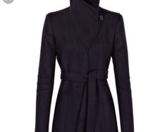 Reiss Black Funnel Neck Coat