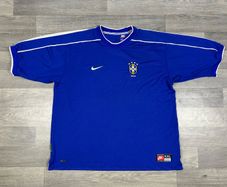Genuine Vintage 1998 Nike Brazil Away Jersey Shirt Camiseta Brasil Mens XXL
