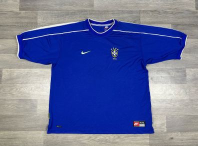 Genuine Vintage 1998 Nike Brazil Away Jersey Shirt Camiseta Brasil Mens XXL