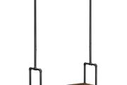 _Coat Rack on Wheels with Clothes Rail Extendible Hallway Coat Rack with Shelf and Wheels Industrial Design Vintage Brown/Black