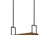 main image for ad _Coat Rack on Wheels with Clothes Rail Extendible Hallway Coat Rack with Shelf and Wheels Industrial Design Vintage Brown/Black