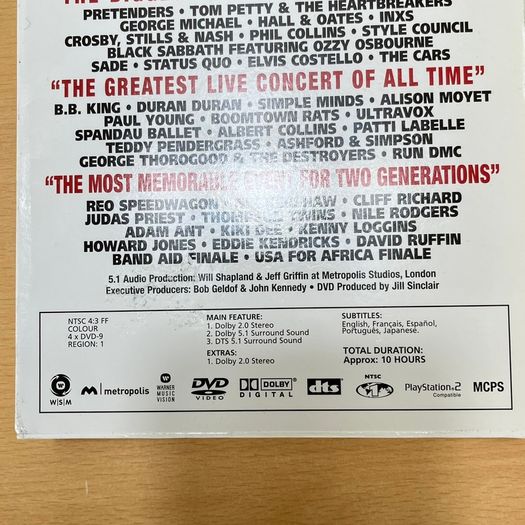 Live Aid DVD Boxset 1985 4 Disc Set 2004 Concert + Booklet + Slipcase - Region 1