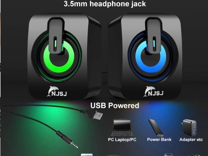 2.0 Wired Mini Speaker for PC,USB Powered 3.5 mm AUX,LED Light Up RGB Gaming Speakers for Computer,Laptop,Phone,Monitor (FREE POSTAGE)