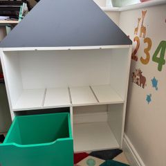 Kids House-Shaped Storage Unit with Toy Box