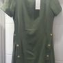 New with Tags Karen Millen Tailored Military Pleated Dress Khaki Image 6