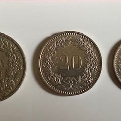 Swiss (Helvetica) Coins (x3)