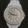 Softech Unisex White and Silver Analog Watch with Crystal Diamonte Bezel Image 3