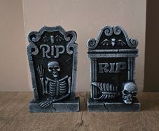Halloween decor 2 tombstones