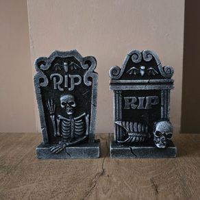 Halloween decor 2 tombstones