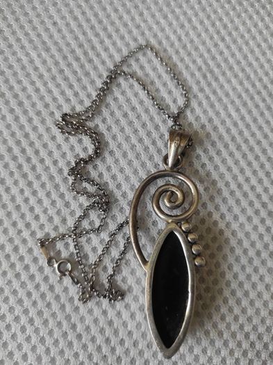 Vintage black onyx sterling silver necklace