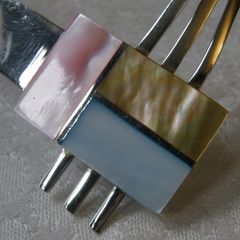 Modern Sterling Silver & Mother-of-Pearl Torque Necklace, 56.5g