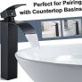 Waterfall High Rise Black Basin Mixer Taps, Square Monobloc Basin Tap, Single Handle Bathroom Sink Mixer Tap Image 4