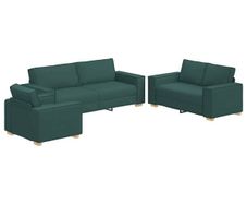Sofa Set with Cushion 3 pcs Dark Green 220 x 78 x 84 cm Fabric