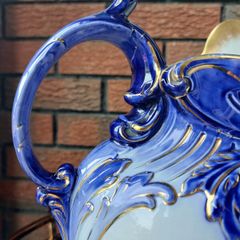 Antique Doulton Flow Blue Bowl & Pitcher