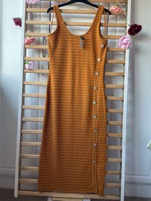 dress bnwt size 14 striped button detail sleeveless dress primark