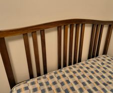 Solid wood double bed, box spring and mattress