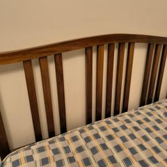 Solid wood double bed, box spring and mattress