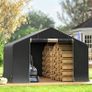 Portable garden shed, bike tent, roll-up zip door, metal frame, versatile storage, Dark gray Image 4