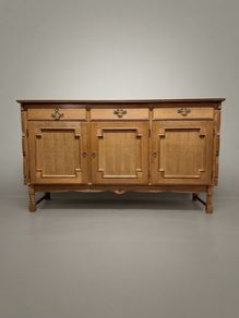Danish Brutalist Oak Sideboard, 1960s Architectural Design