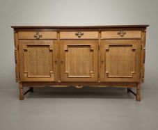 Danish Brutalist Oak Sideboard, 1960s Architectural Design