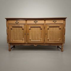 Danish Brutalist Oak Sideboard, 1960s Architectural Design