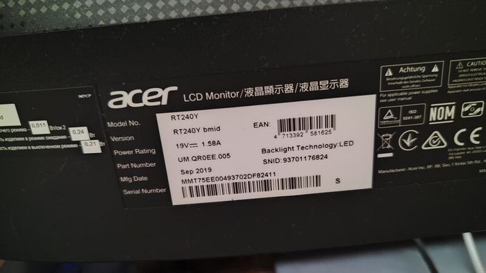 Acer RT240y PC Monitor.