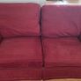 Double seat (seats two) dark red burgundy fabric couch Image 3