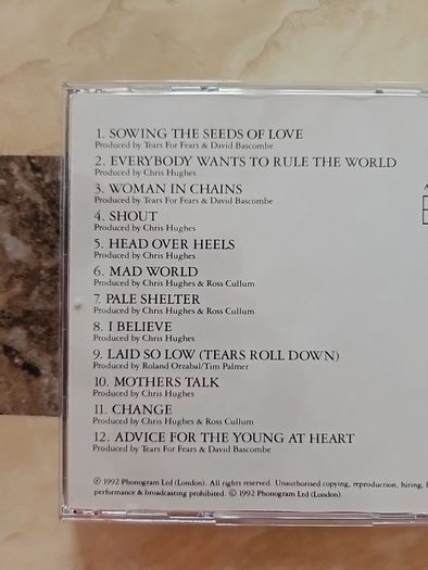 Tears For Fears CD  - Greatest Hits 82-92