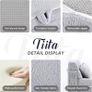 Convertible Folding Kids Sofa Bed with Pillow & Storage Bag, Plush Fabric Floor Mattress Couch Bed, Washable Cover, Kids Room, Playroom, Dorm, Apartment, White Grey Image 4