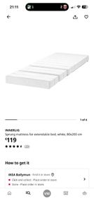 Ext bed frame with slatted bed base, white, 80x200 & expendable mattress