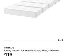 Ext bed frame with slatted bed base, white, 80x200 & expendable mattress