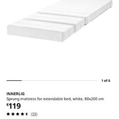 Ext bed frame with slatted bed base, white, 80x200 & expendable mattress