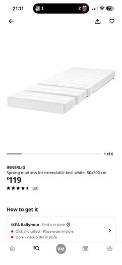Ext bed frame with slatted bed base, white, 80x200 & expendable mattress