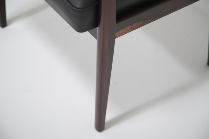 Vintage Rosewood and Black Leather Armchair by Karl Erik Ekselius for JOC Vetlanda, 1960s