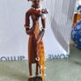 Vintage African wooden figurine of a Maasai warrior in traditional costume Image 2